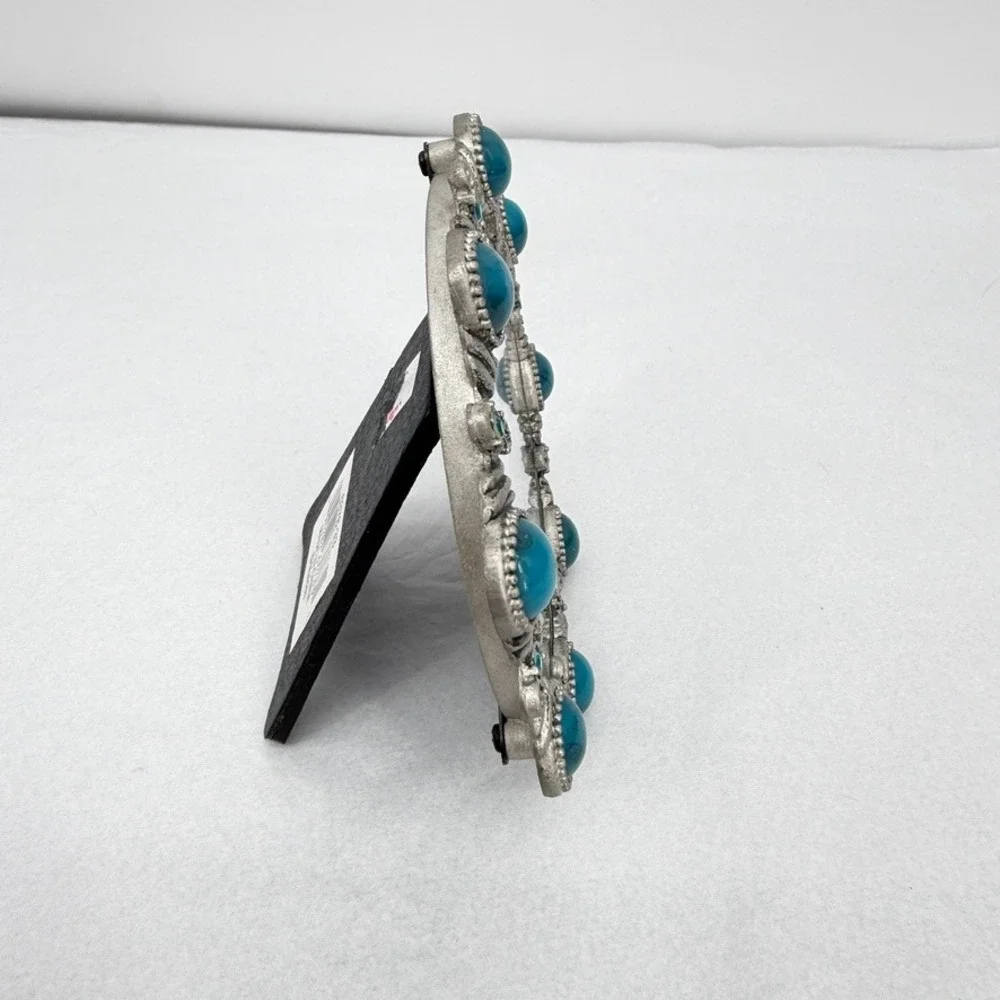 Malden‎ Picture Frame Faux Turquoise Silver Ornate Western Boho 3.5x3.5